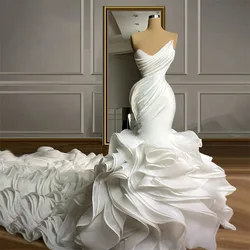 Luxury African Wedding Dresses for Bride 2026 Mermaid Ruffles Long Train Dubai Woman Bridal Gowns Plus Size Vestido De Novia