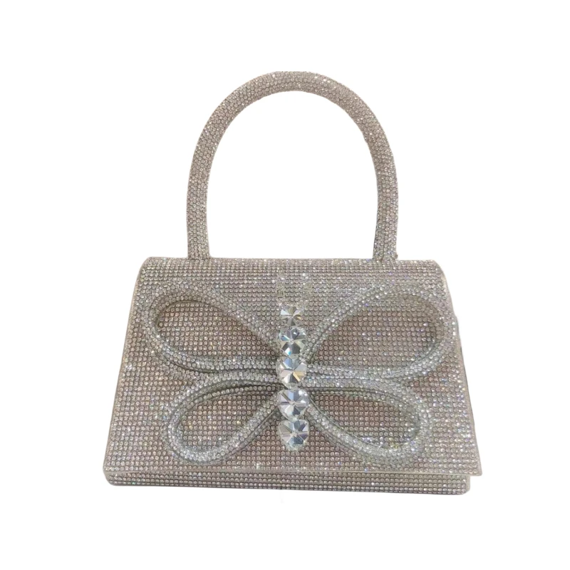 حقيبة عشاء جديدة للتجارة الإلكترونية عبر الحدود 2026، حقيبة يد أوروبية وأمريكية خفيفة فاخرة بفيونكة ماسية كاملة، حقيبة زفاف لامعة