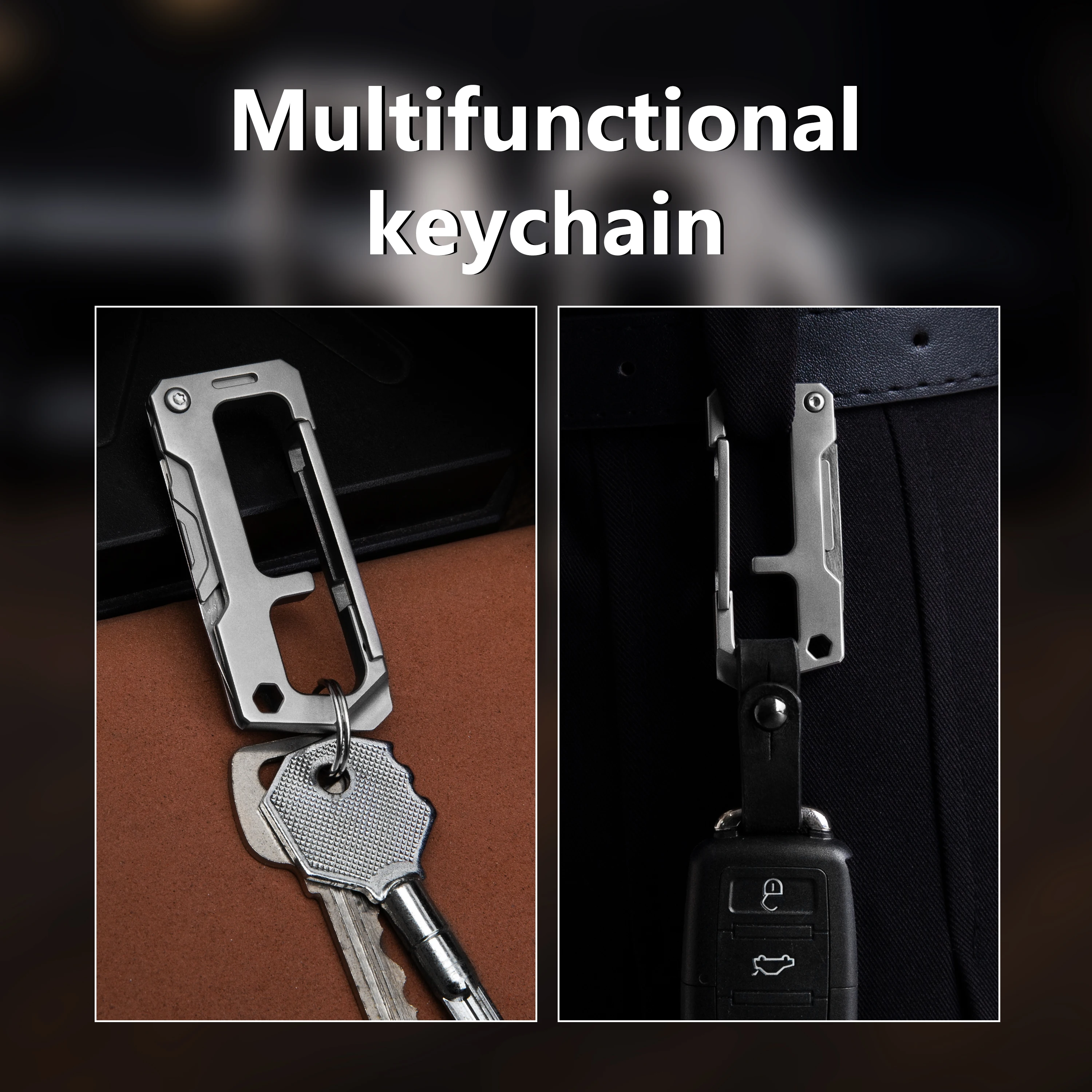 Titanium Keychain Multifunction Car Key Chain Folding Knife Unboxing Sharp EDC Outdoor Portable Key Ring Gift