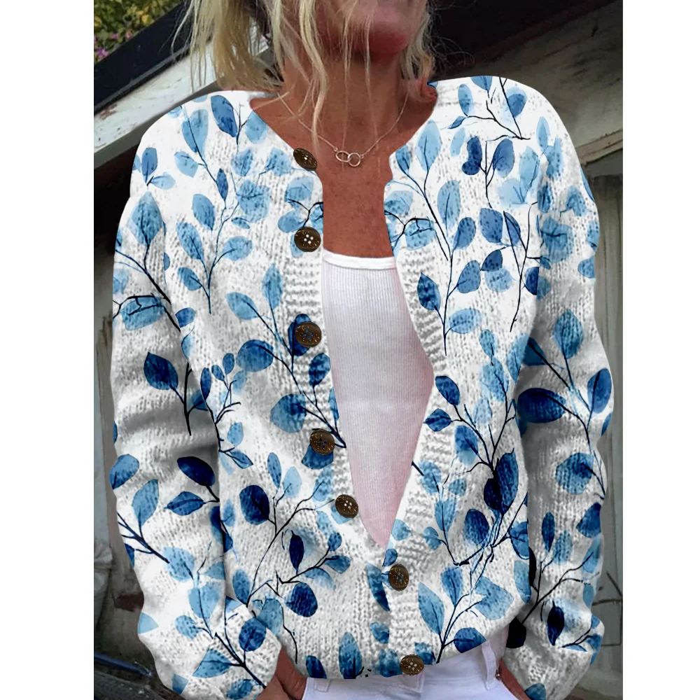 

Autumn Winter Knitted blue Cardigan Casual Sweater Streetwear Women Sweaters Knit Top Cool Jumpers Fashion