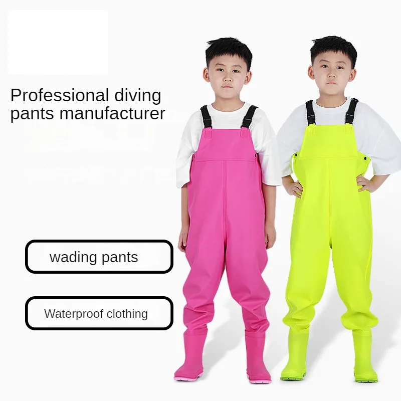 Children's Water Pants, Waterproof Rain Pants Rain Shoes One Piece Equipment  Fish and Wading Water Pants Workshop Uniforms