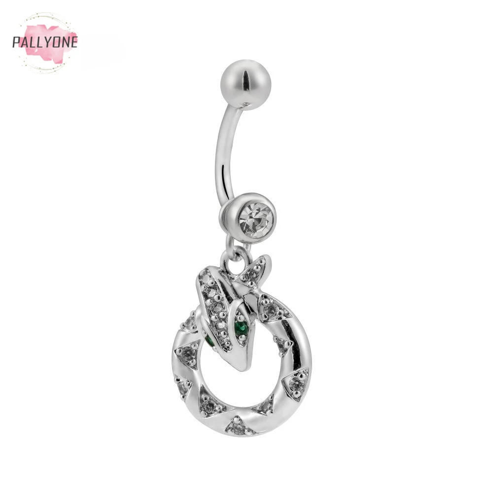 

6pcs 316L Stainless Steel Zirconia Snake Pendant Belly Button Ring Body Piercing Jewelry Animal Navel Button Studs Rings Women