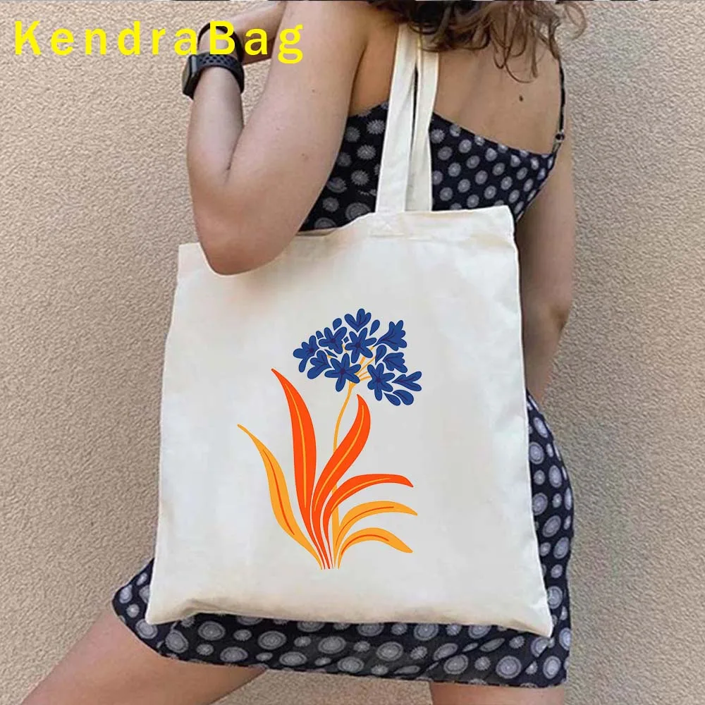 Botanical Abstract Leaf Modern Art One Line Face Floral Geometric Tropical Palm Shoulder Canvas Tote Bag Cotton Shopper Handbags