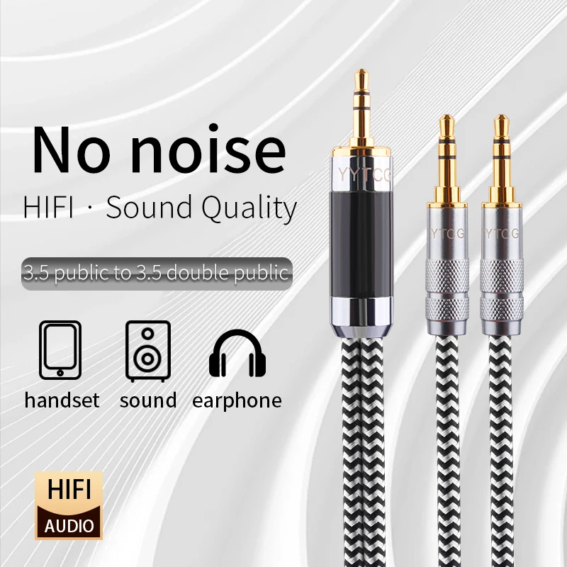 Dual 3.5mm to 3.5mm Jack Headphone OFC Upgrade Replacement Headphone Cable Pure Copper Plated With 5 u 24k Gold Plug 1M 2M 3M 4M