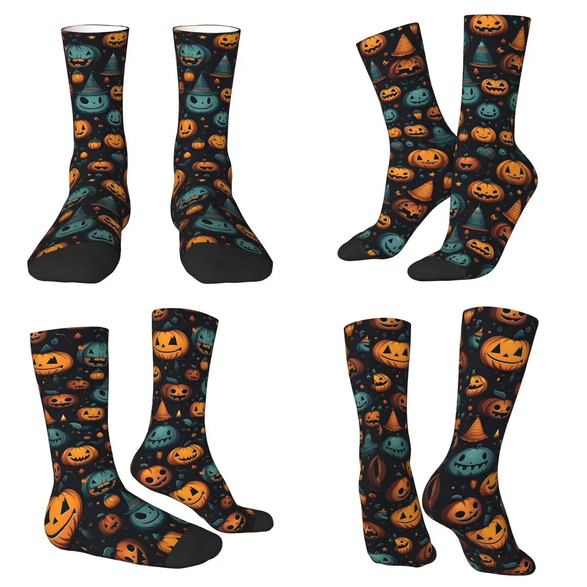

Funny Pumpkin Lantern Socks Harajuku High Quality Stockings All Season Long Socks Accessories for Unisex Christmas Gifts