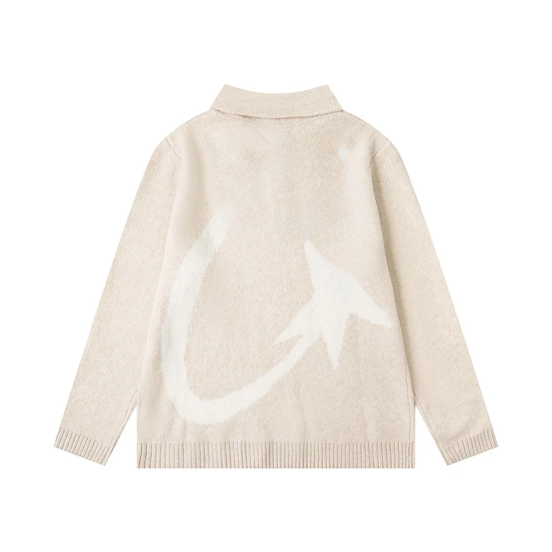 

American High Street Sle Knitted Sweater Coat Cotton Polyester Spandex Leather Fabric Cartoon Print Long Sve Ne