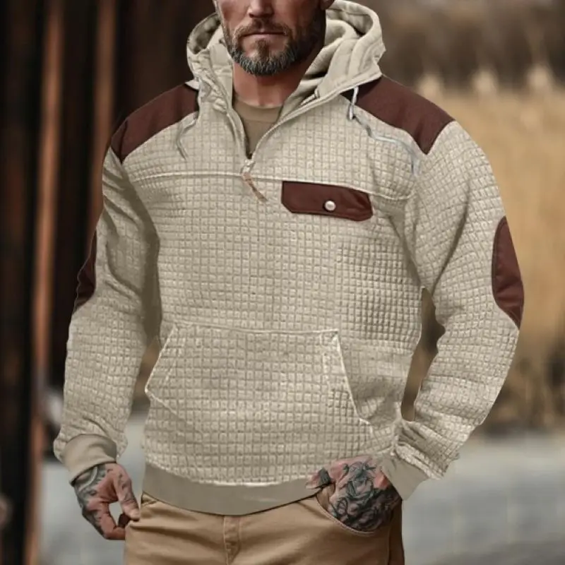 Men's Vintage Corduroy Sweatshirt - Contrast Button Stand Collar Long Sleeve Retro Pullover Casual Streetwear 2025 Fashion