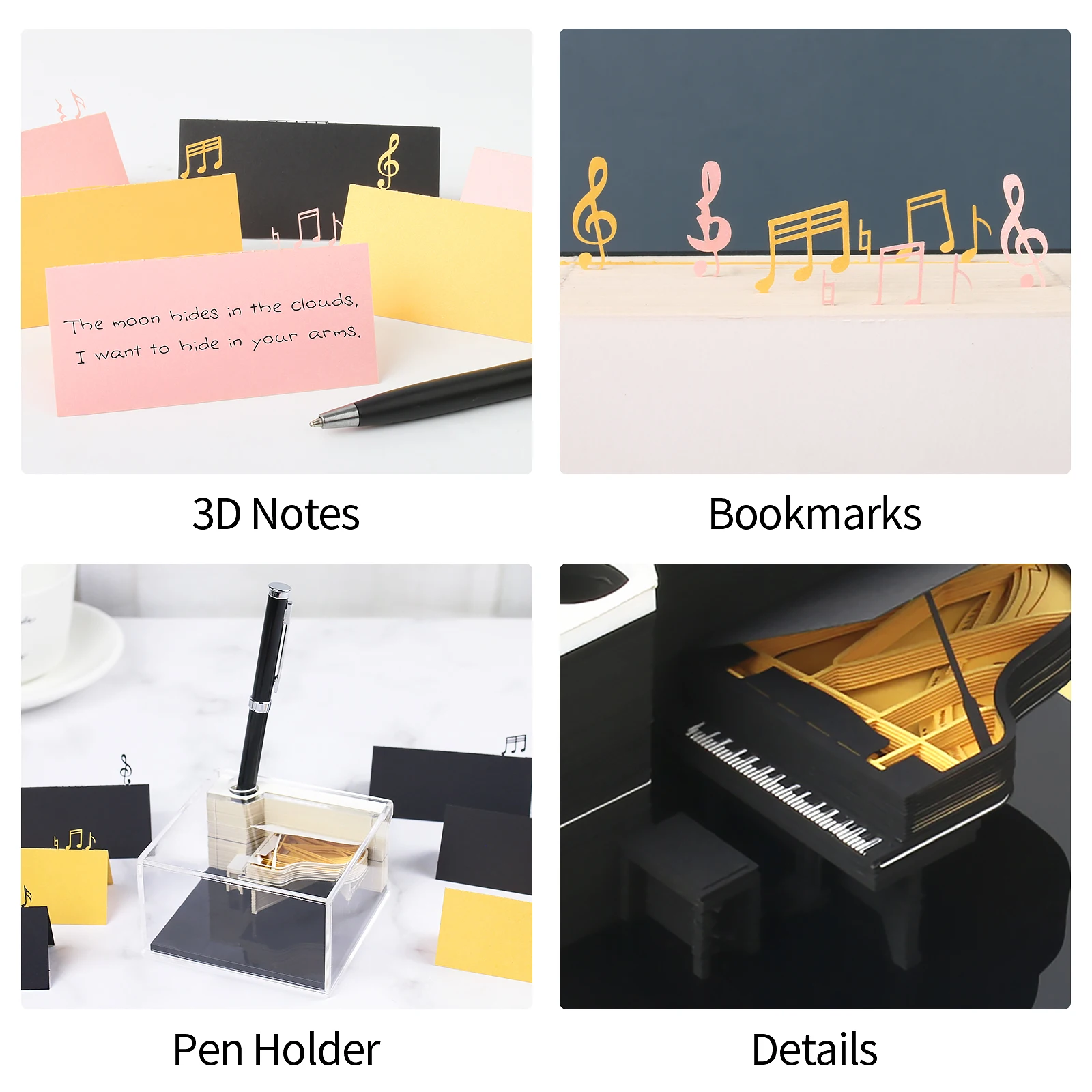 Imagem -05 - Omoshiroi Bloco Mini 3d Notepad Kawaii Piano Memo Pads 3d Art Block Notes 3d Papel Nota Acessórios Amigos Presentes