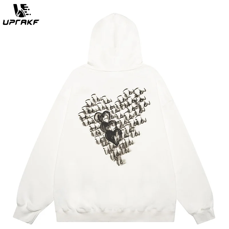 UPRAKF Letter Print Hoodie Oversize Autumn Pullovers Casual Fashion Long Sleeve Streetwear Tops Streetwear Simple Design