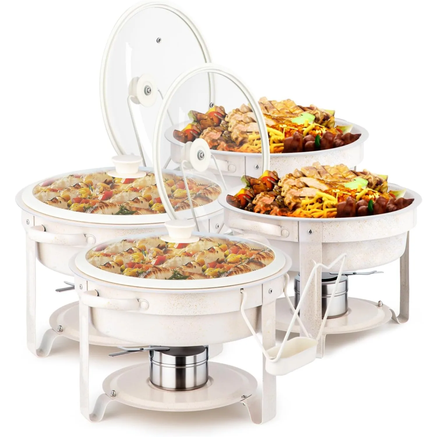 

MEFEIR 5QT Chafing Dishes for Buffet 4 Pack, [Game Changer Maifanite-Coated] Chafing Dish Buffet Set, [Unique Black & Gold Color