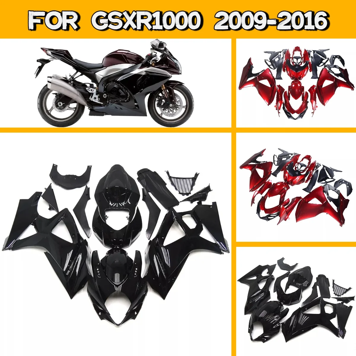 

Комплект пластиковых обтекателей (обвесов) для Suzuki GSXR1000 2009-2016 годов, изготовленный методом литья под давлением, в индивидуальном стиле