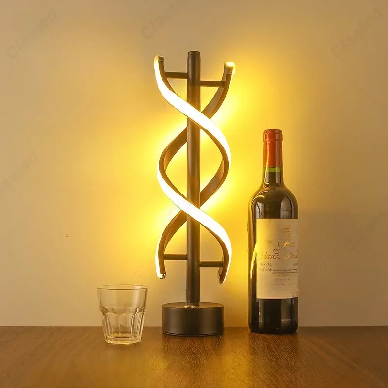 LED Minimalist Spiral Dimming Desktop Decorative Light with USB Charging Port Bar Atmosphere Light Indoor Home Lighting Fixture