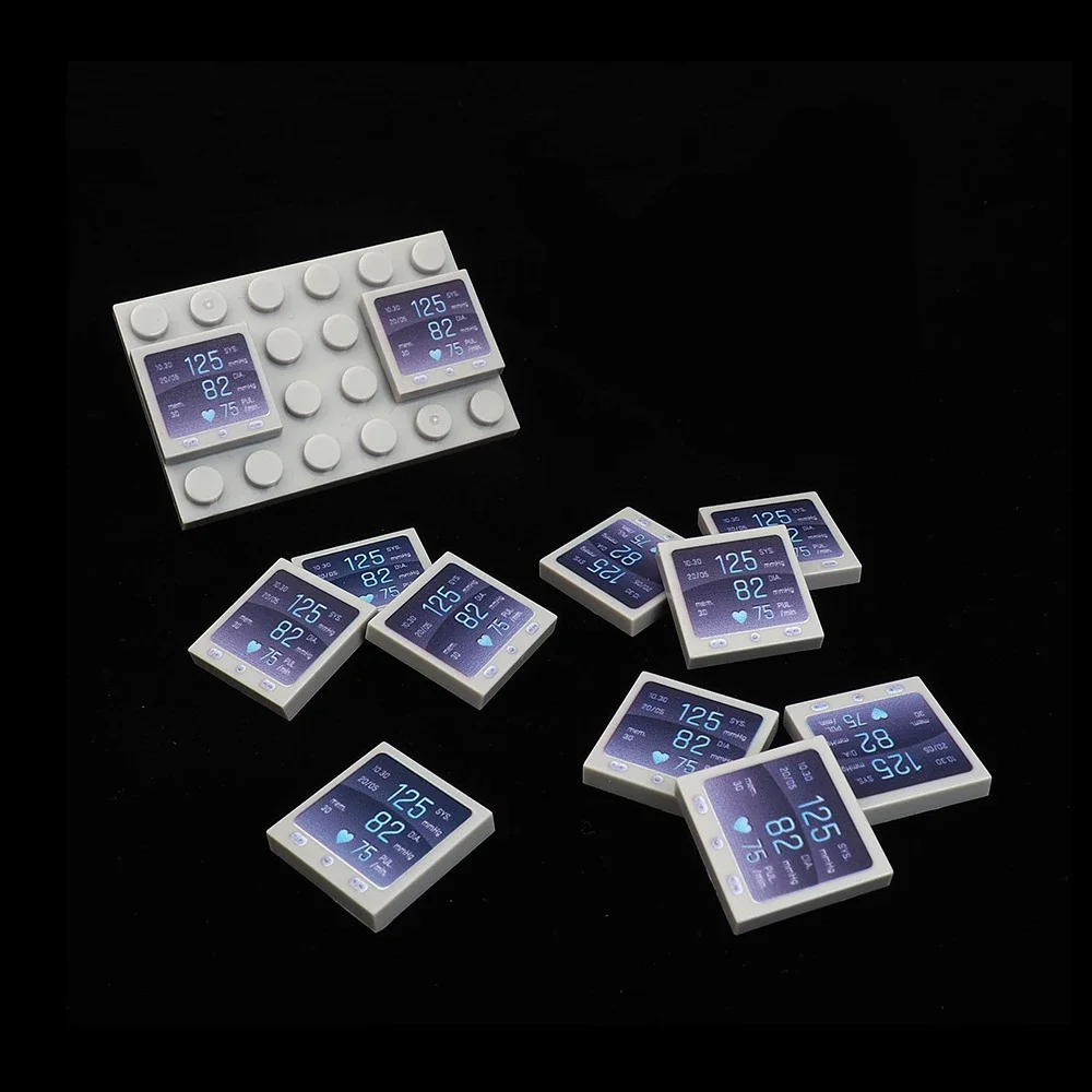 MOC 10PCS Printed Data Screen 3068 2x2 Figures Body Index Bricks Stacking Pattern Building Block Toy Adults Boys Holiday Gift