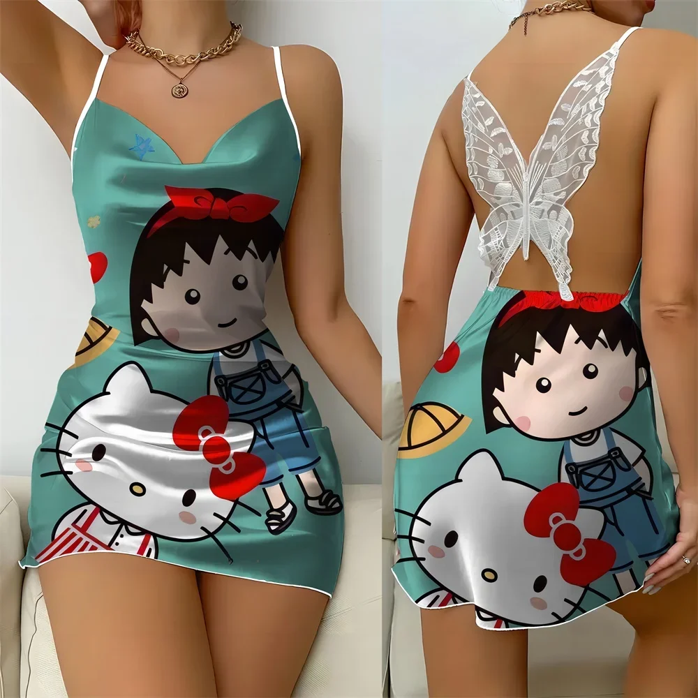 

2024 Sexy Slip Dress for Women Summer Sleevesless Women Nightwear New Cartoon Pattern Female Pajamas One Pieces Dress for Women