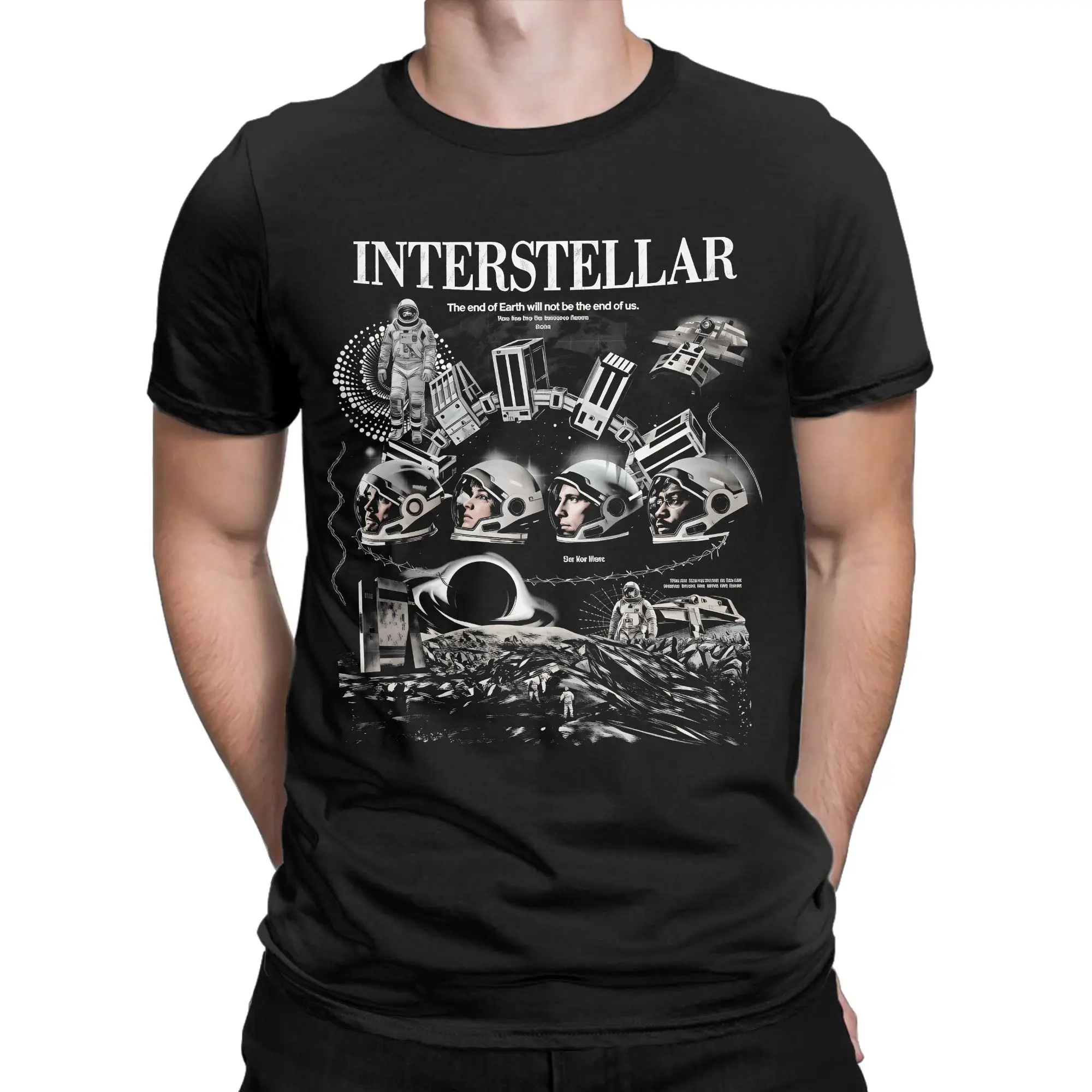 Interstellar Classic Movie T Shirts Men Cotton Vintage T-Shirts Round Neck  Tee Shirt Short Sleeve Clothing Plus Size