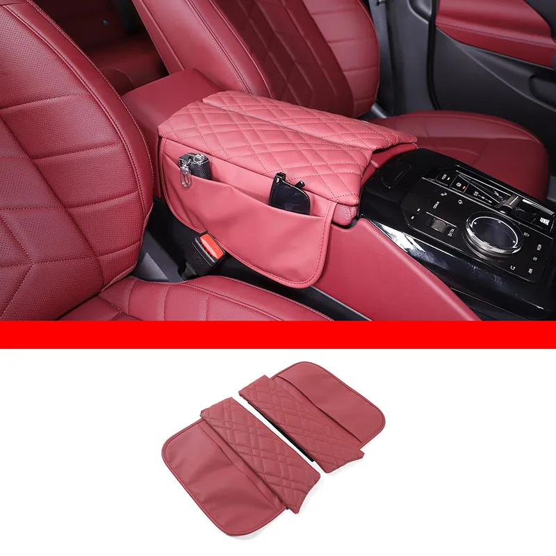 Zinky Car Center Console Armrest Box Decorative Cover for BMW 5 Series i5 G60 2024 + Plaid leather Interior Accessories 2 Pcs