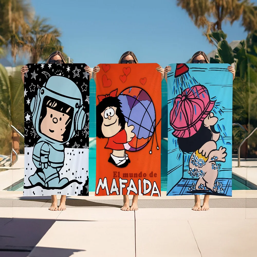 

Cute Cartoon Mafalda Beach Towels Shower Towel Sauna Travel Spa Microfiber Quick Dry Gym Accessories Cute Room Decor