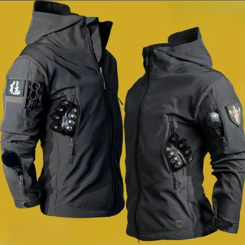 

Мужская тактическая куртка для активного отдыха на осень и зиму, модная, с капюшоном, множеством карманов, ветрозащитная и водонепроницаемая, многофункциональная