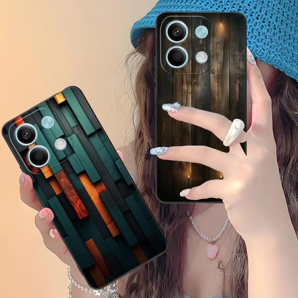 

Чехол для мобильного телефона с текстурой дерева для Xiaomi Redmi Note 14 13 12 11 S Pro Plus 4G 5G с цветной печатью, защитный роскошный чехол, красивый