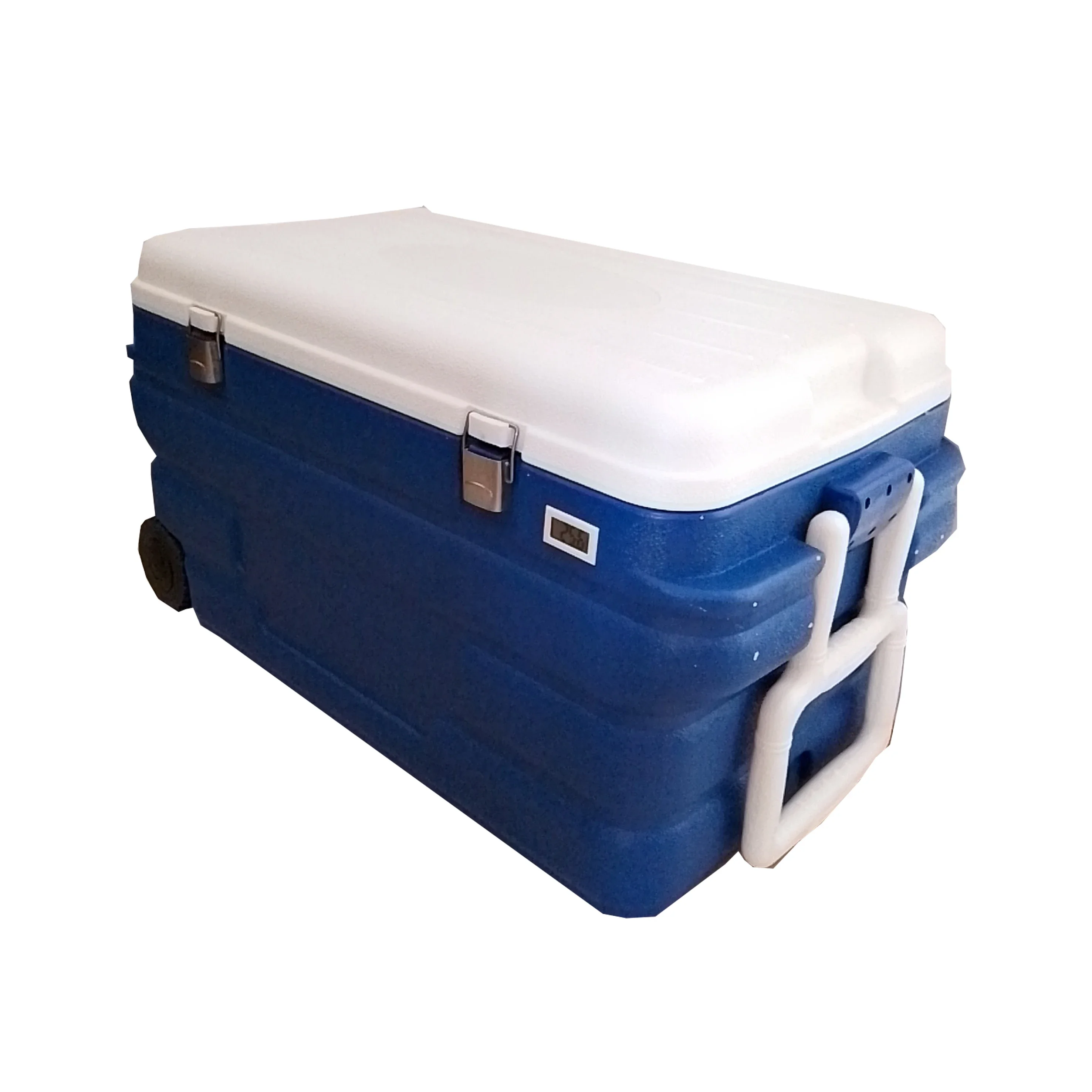 manufacturer 90L portable big transport wheeled storage boxes handle food cool box with wheels and locking cooler