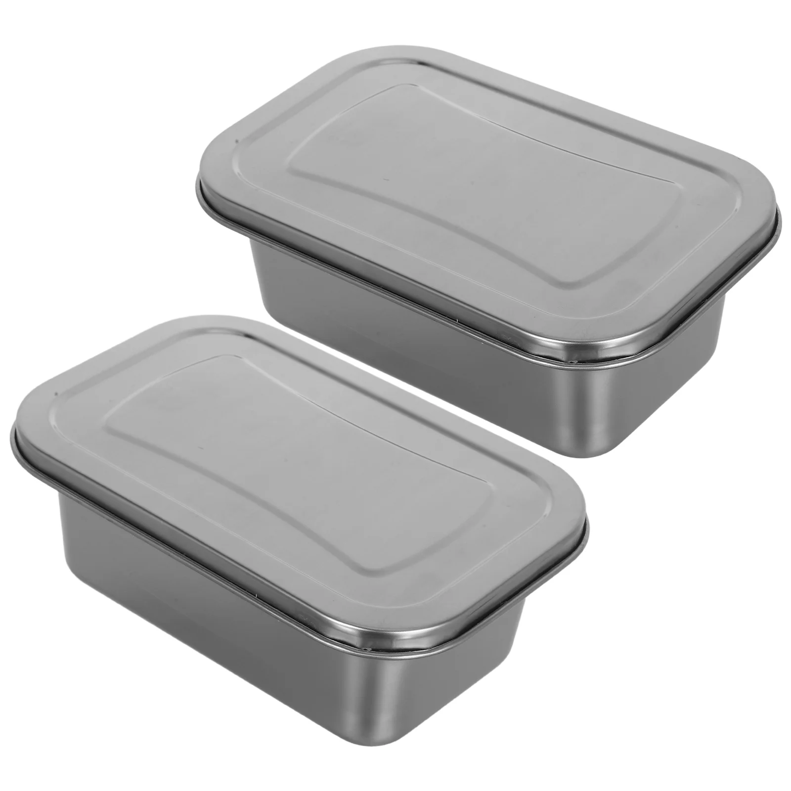 

2pcs Stainless Steel Ice Cream Storage Box Freezer Lid Versatile Space Saving Portable Picnic Travel Container Homemade