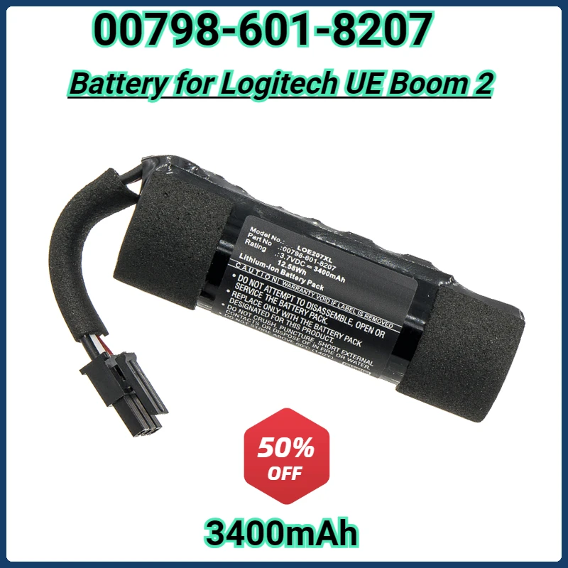 

3400mAh 00798-601-8207 Battery for Logitech UE Boom 2 UE Boom 2 Ultimate Audio Battery High Qualty