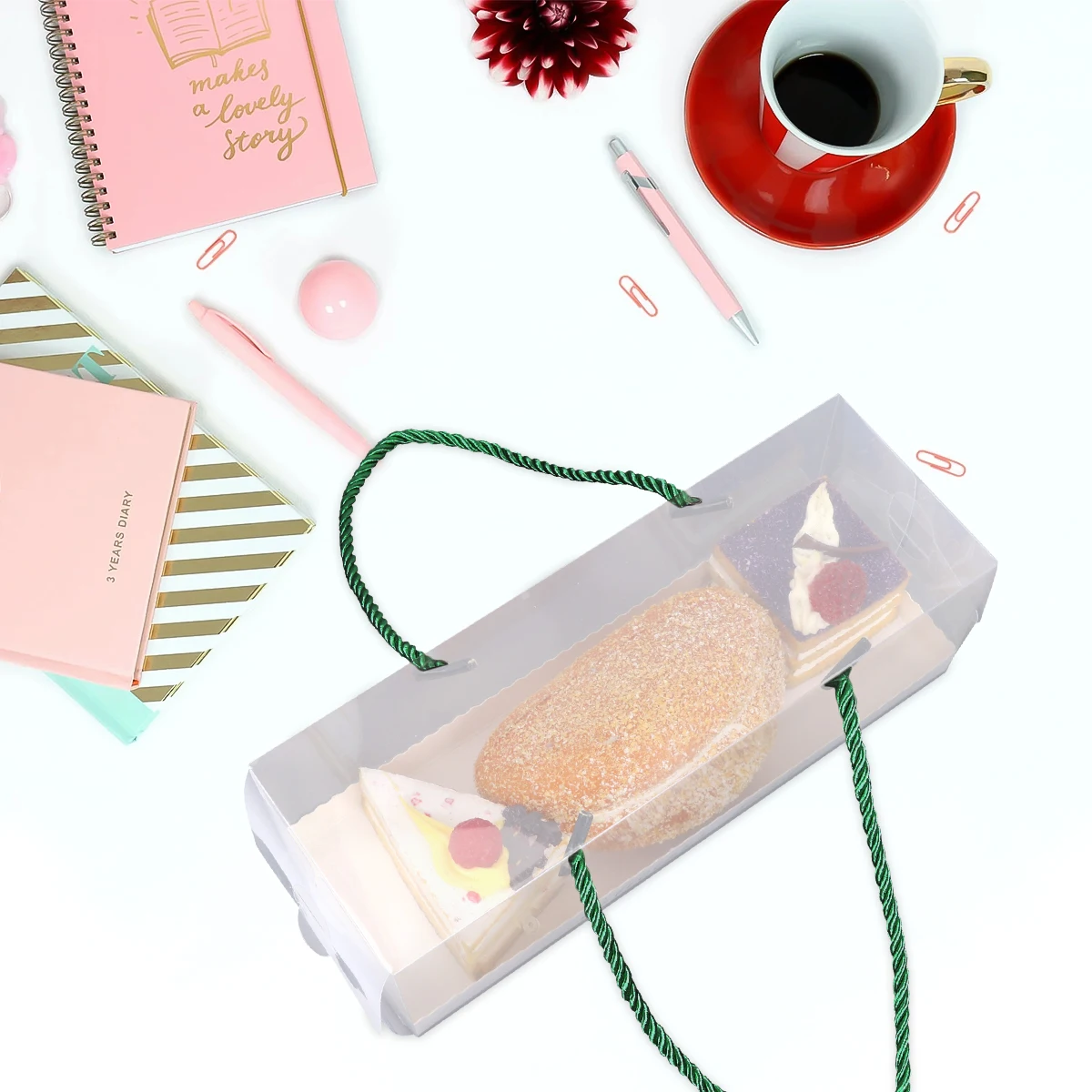 

10pcs Cake Baking Boxes Food Grade Safe Dessert Containers Size Easy Assemble Lightweight Party