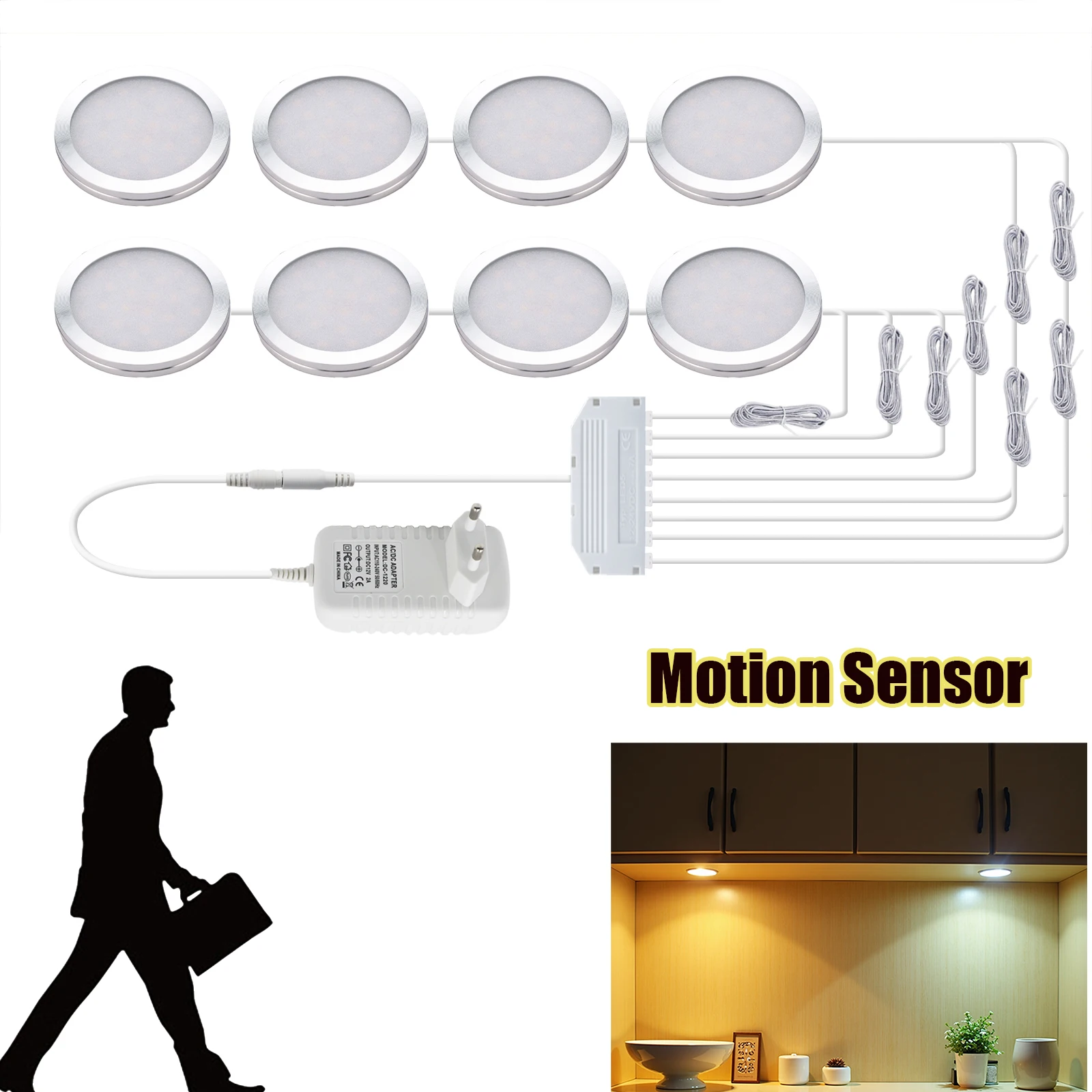 Motion Sensor Under Cabinet Light DC 12V 5W Aluminium Shell 3000K 4000K 6000K Furniture LED Light Table Kitchen Lighting