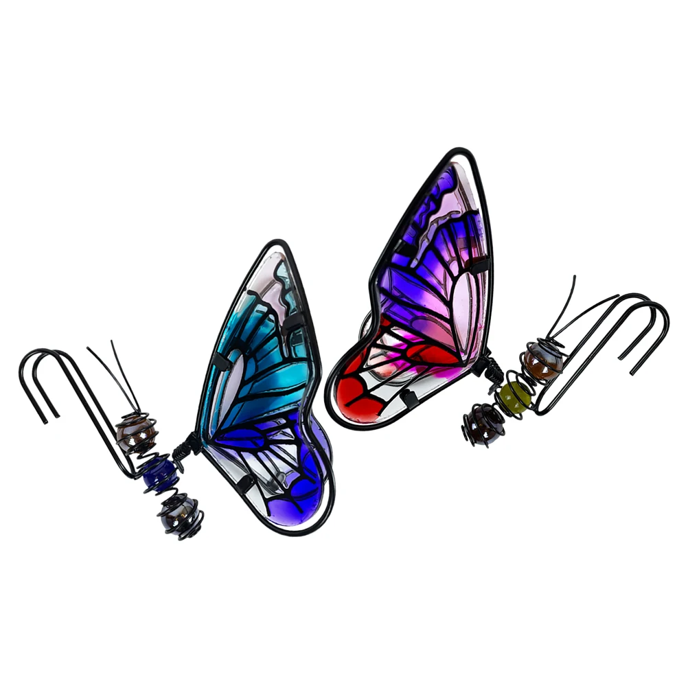 

3 pcs Butterfly Hanging Decorations for Flower Pots Plants Garden Wall Metal Glass Pendant naments Outdoor Indoor Flower Pot