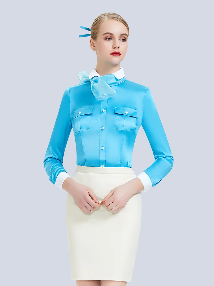 Women's Air Steward Interview irt Front Desk Caier Beau Salon Work orm Set ort Sve Polyester Viscose Blend