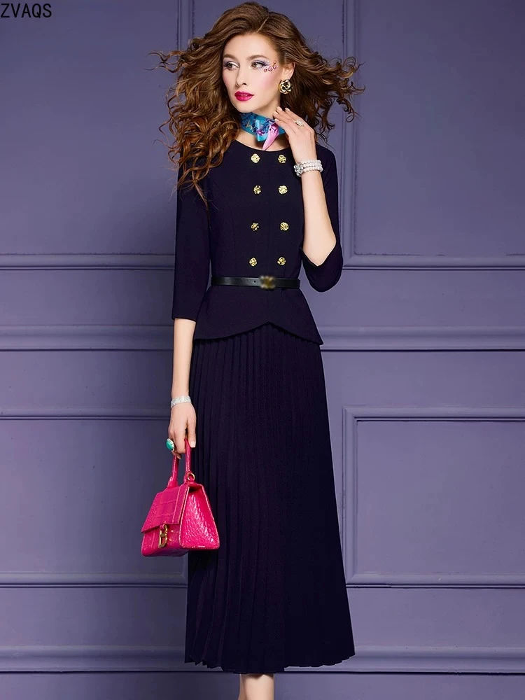 ZVAQS Dresses for Women Luxury Minimalist Pleated Dress Spring Exquisite High End Slim Waist Women  Party Dressженская Одежда
