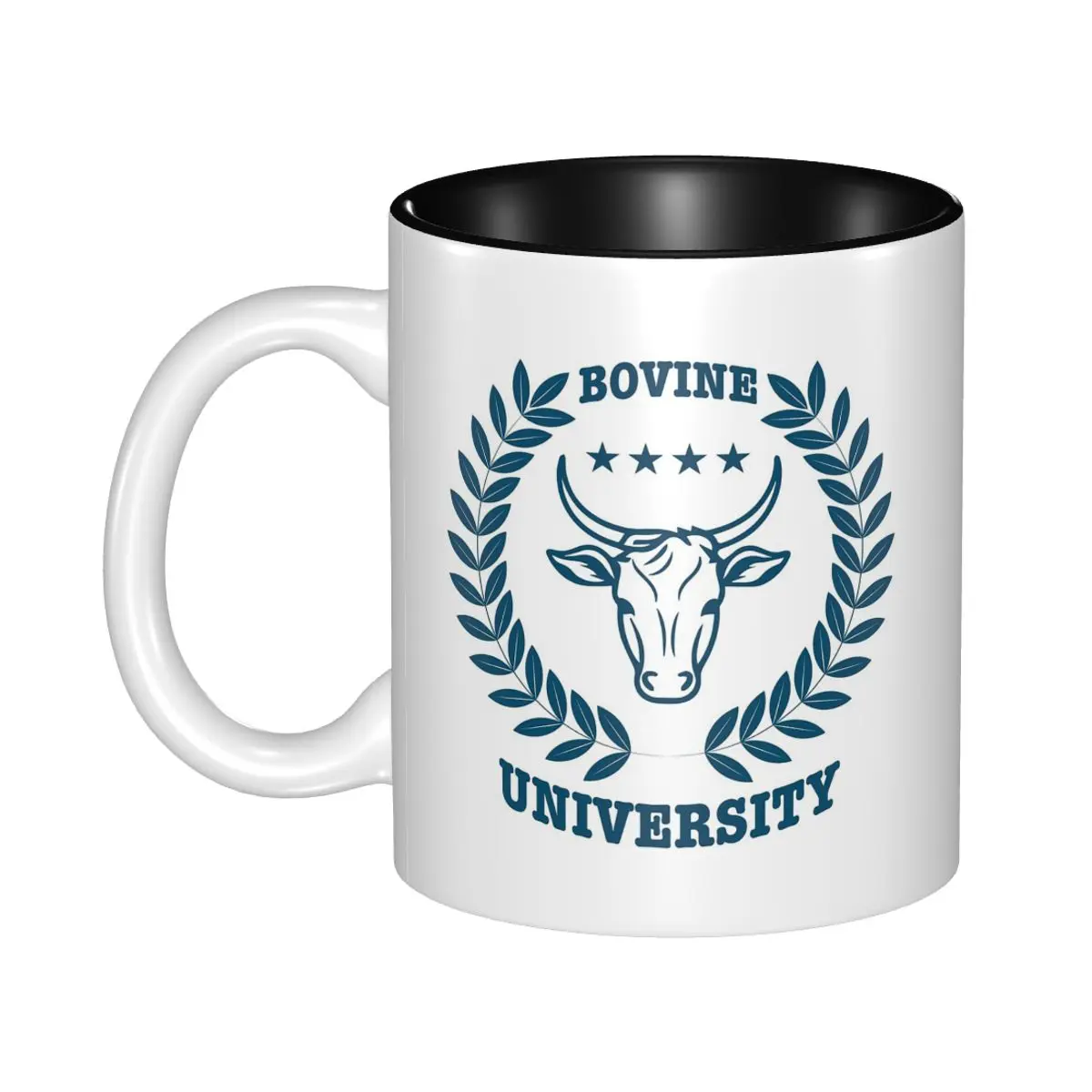 Bovine University Logo Mug Funny Ceramic Coffee Cups Tea Mugs Milk Cup Drinkware Gifts for Friends
