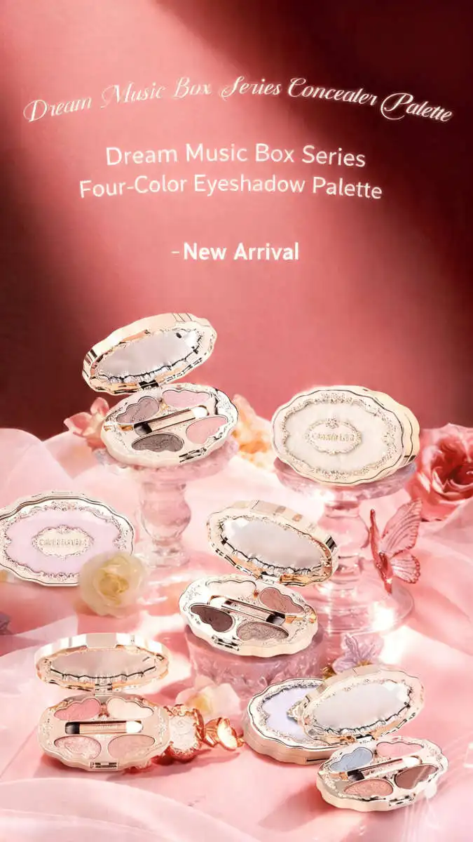 

Cheerflor 4 colors eyeshadow palette: with shimmer, matte, glitter, highlighter, and contour effect - all in one for eye makeup