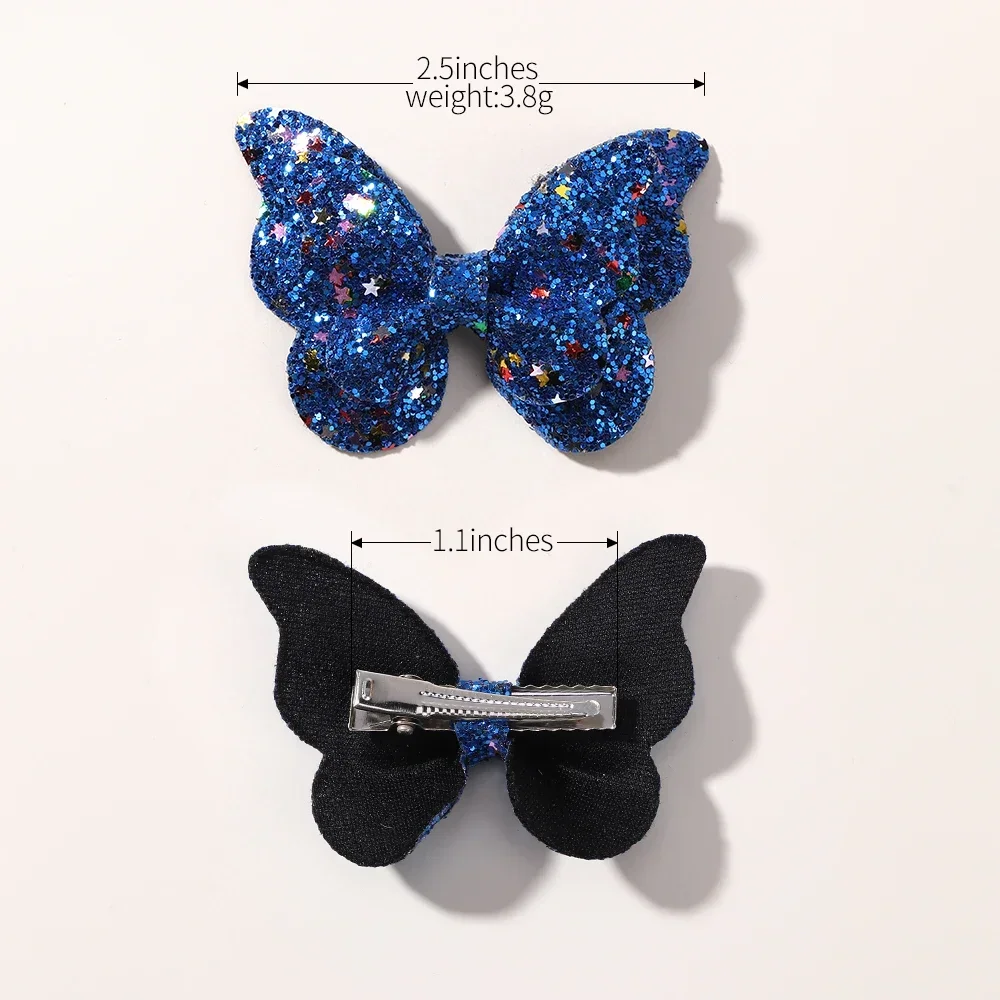

4Pcs Kids Sequins Double Butterfly Bow Hair Clips Cute Glitter Hairgrip Headwear Accessories For Little Girls
