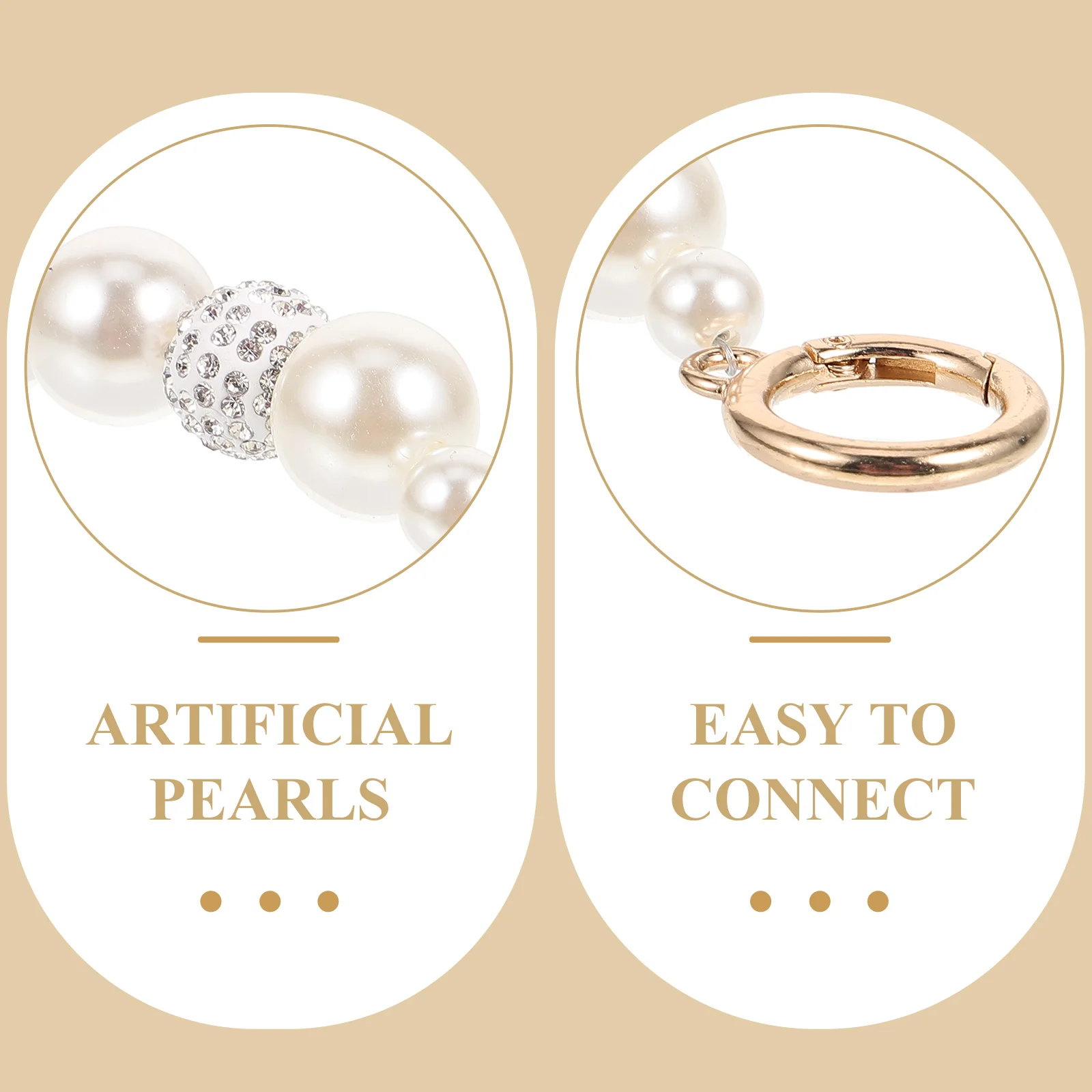 2Pcs Pearl Bag Chain Shiny Detachable Replacement Strap for Handbag Clutch Purse DIY Decoration Chain Accessory