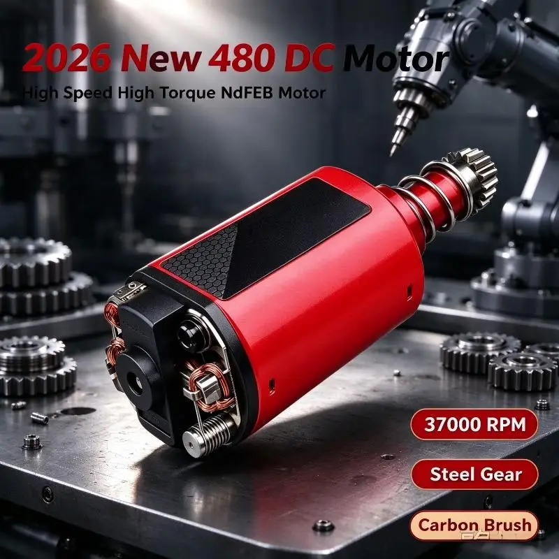 2026 New 480 Electric Motor High Speed High Torque NdFeB Wet Pressed DC Motor Dual Shaft Carbon Brush Steel Gear