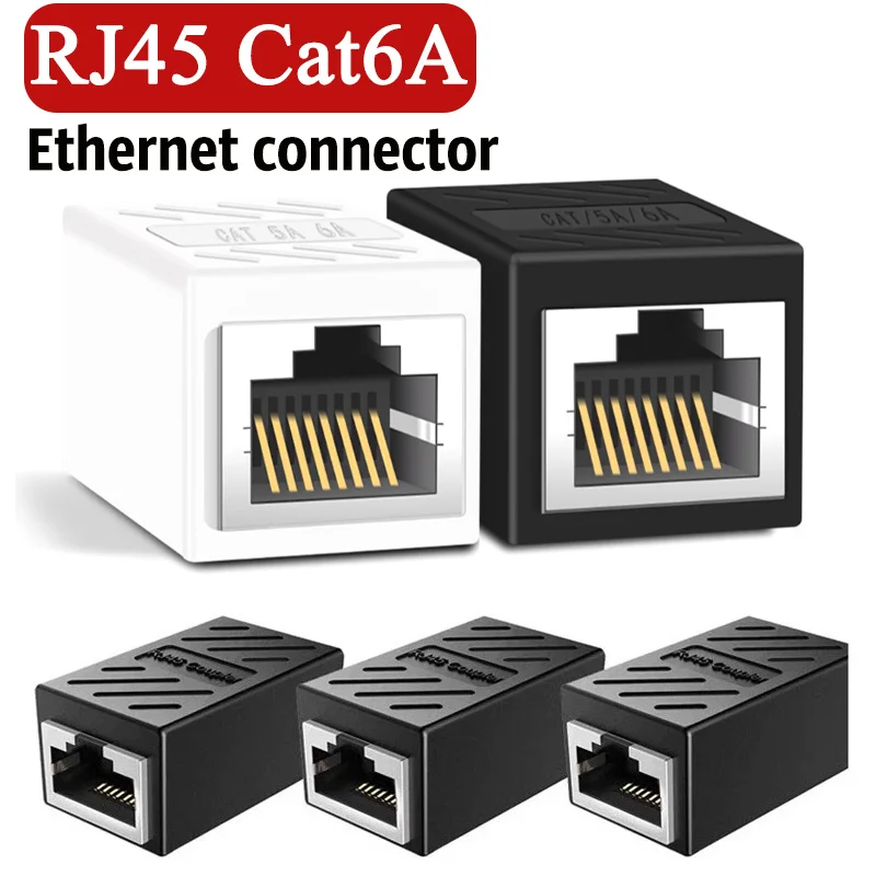 Cat6A Ethernet Cable Straight-through Connector RJ45 Broadband Network Dual-channel Crystal Head Adapter Coupler Shield Adapter