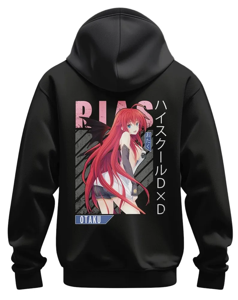 Rias Gremory Black Hoodie & T-Shirt – High School DxD Anime Inspired Apparel – Sizes S-XL, Perfect Gift for Anime Fans