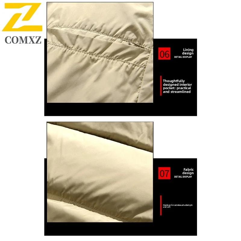 COMXZ Men Padded Jacket Versatile Hiking Warm Windproof Casual Color Blocking Puffer Jacket Minimalist Ski Cotton-Padded Jackets