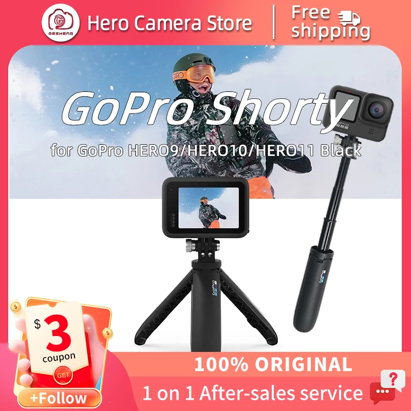 GoPro Shorty Mini pole for Go Pro Hero 12 11 10 9Black Session Action Camera Vlog Tripod Foldable Monopod Original Accessory