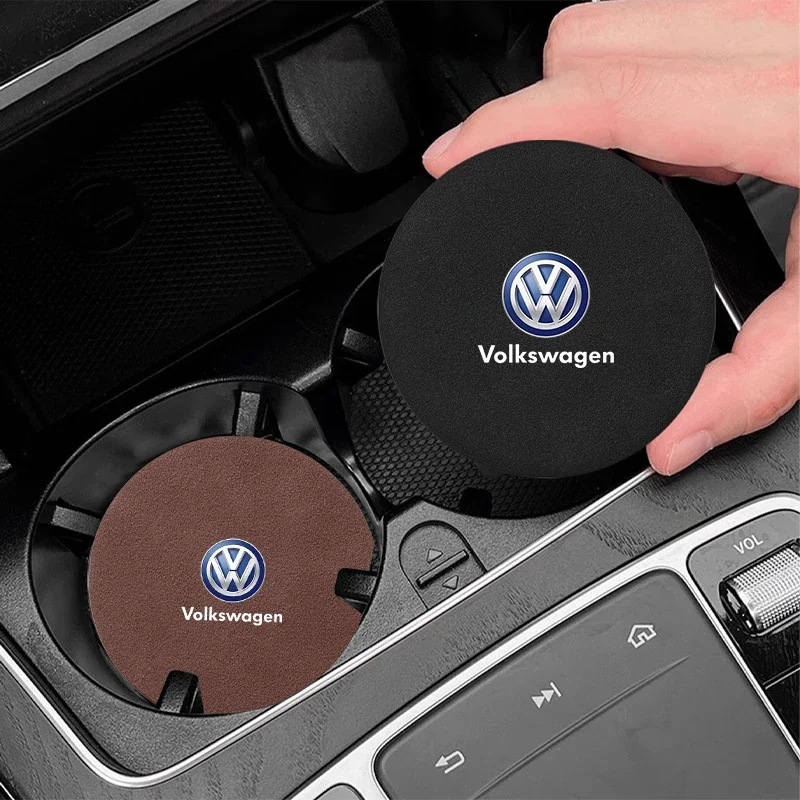 Suede Car Non-slip Water Cup Coaster Insulation Pad Decorative Water for Volkswagen VW Golf GTI Bora Passat Jetta Beetle Lavida