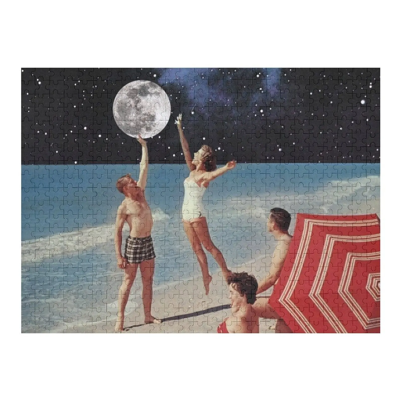 Reaching for the Moon // Beach Games Jigsaw Puzzle Adult Wooden Personalized Gifts Puzzle