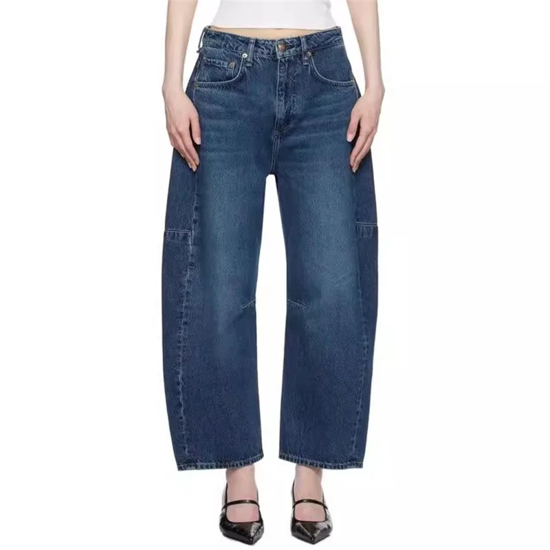 Women's jeans New retro washed women's pants for autumn 2024 100% cotton denim pants Low waisted straight leg pants y2k Trousers