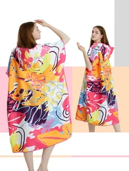 Surf Poncho Towel Poncho Quick-Dry Towel Hoodie Microfiber Beach Robe Changing Poncho Swim Towel Beach Poncho For Adults (A19)