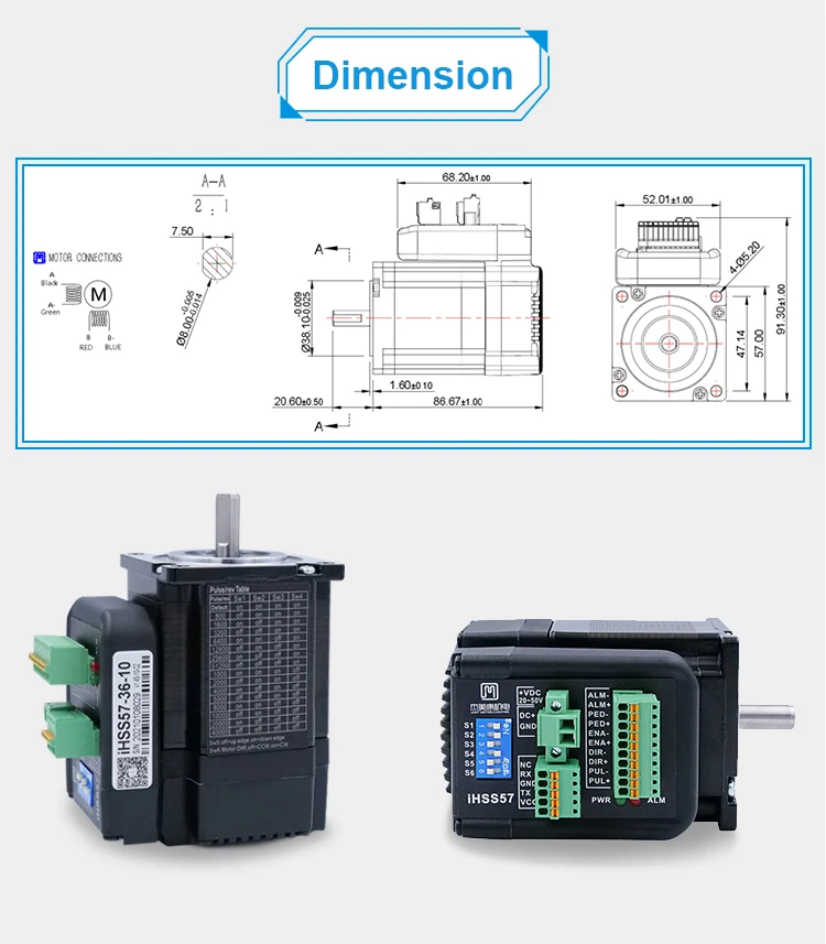 JMC 3N.m  Integrated Step Servo Motors Driver With Encoder HSS57-36-30-31 Factory Directly Sale 5A Nema23