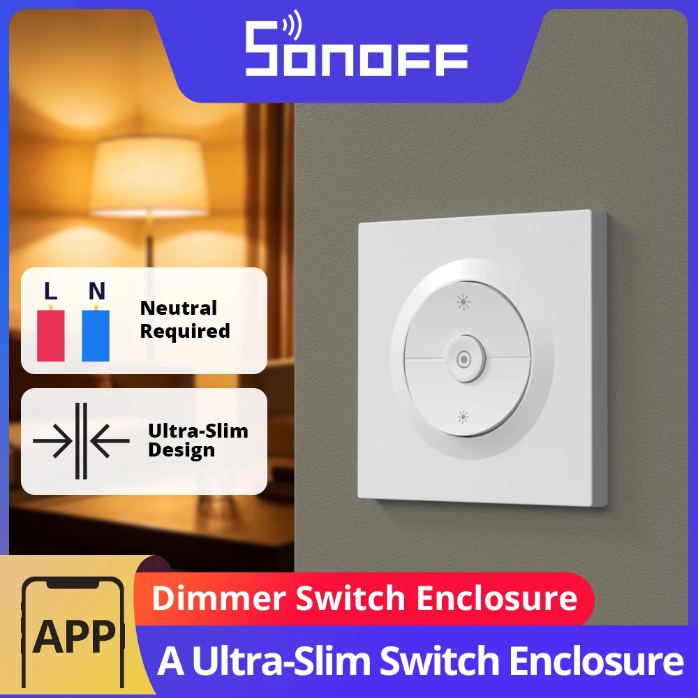 

SONOFF EDIM Fusion Series Dimmer Wall Switch Enclosure Clip-on Installation Ultra-Slim Designed for SONOFF MINI-DIM, MINI-ZBDIM