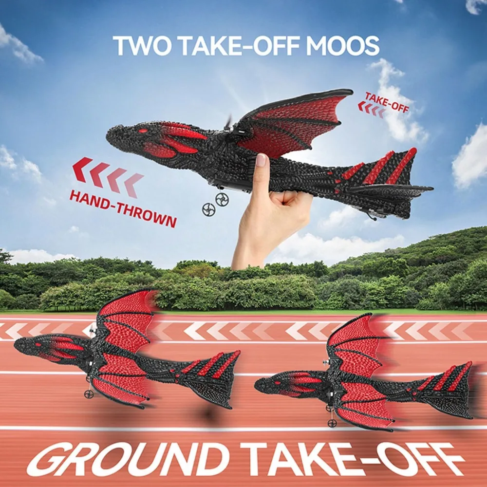 RC Dragon Plane para niños: Avión de juguete de espuma de 2 canales y 6 ejes para niños de 8 a 12 años, planeador principiante