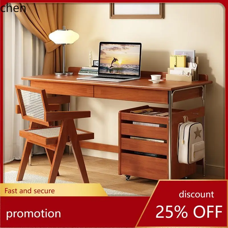 HT Vintage Desk Solid Wood Retro Home Study Computer  Simple Writing Desk Office Desk