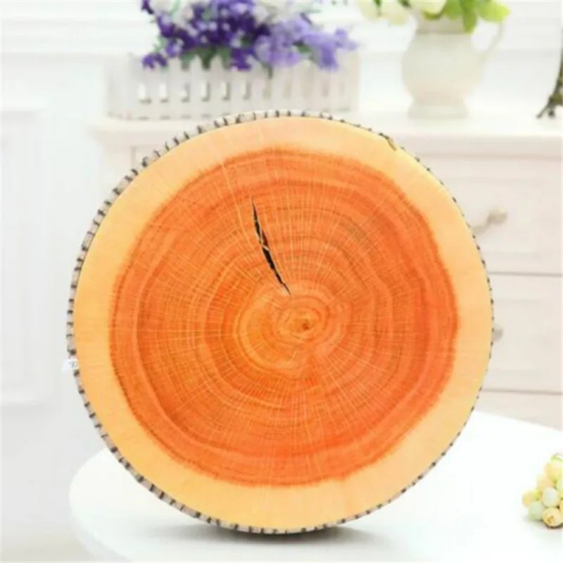 1 Piece Stump Shaped Decorative Pillows Home Car Decor Cute Woods Grain Soft Chair Seat Cushion Pillow