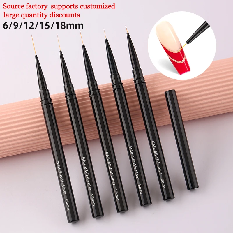 Professional Manicure Tool Luxury Nail Art Liner Brushes Elongated 6/9/12/15/18mm Striping Drawing Painting Nail Design Pen